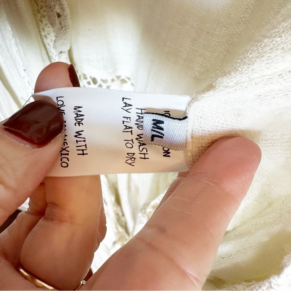 Jen’s Pirate‎ Booty Women’s Gauzy Crinkle Crochet Knit Cream Maxi Duster Sheer - Picture 7 of 14